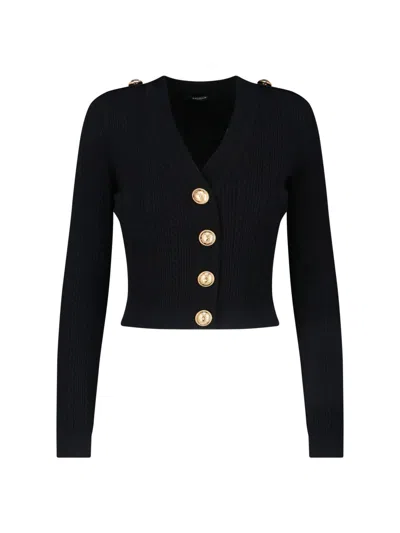 Balmain Black Twisted Knit Long-sleeved Cardigan Women