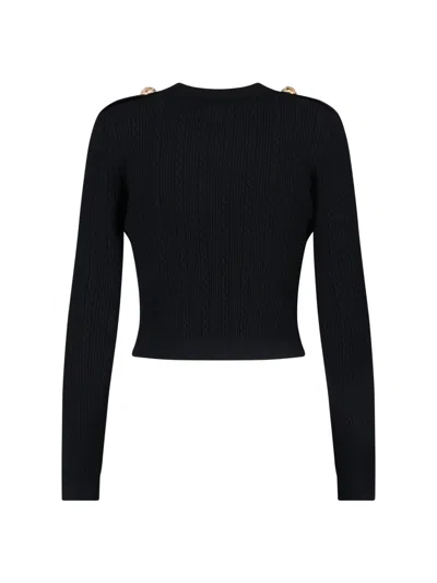 Balmain Black Twisted Knit Long-sleeved Cardigan Women