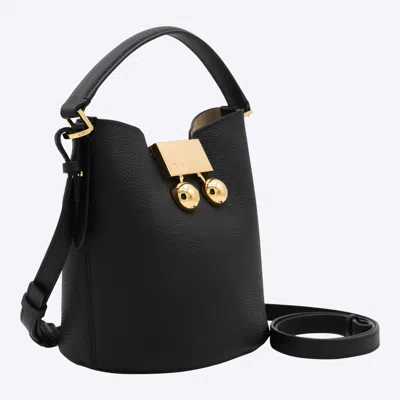 Marni Trunkaroo Leather Bucket Bag In Black