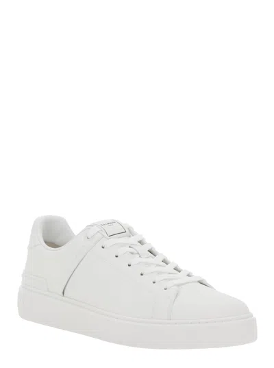 Balmain B-court Sneakers - Leather - White In White