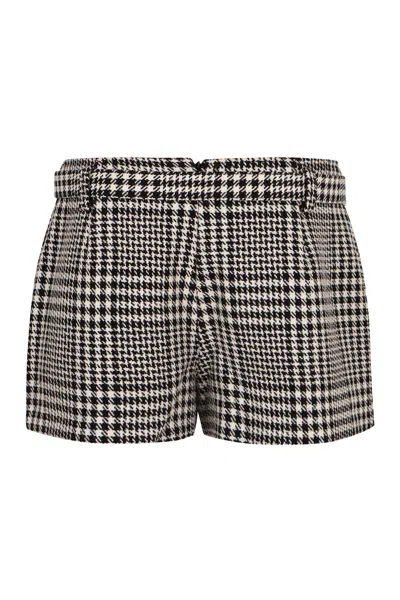 Self-portrait Houndstooth Wool Blend Mini Skirt In Gray