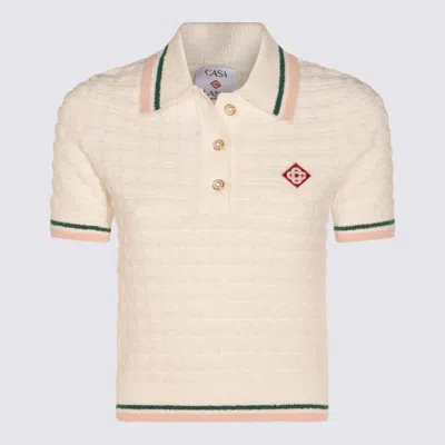 Casablanca Cotton Bouclé Polo Shirt In Neutral