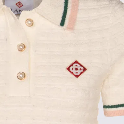 Casablanca Cotton Bouclé Polo Shirt In Neutral