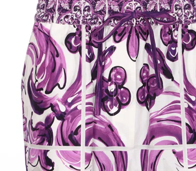 Dolce & Gabbana Majolica-print Poplin Shorts In Purple