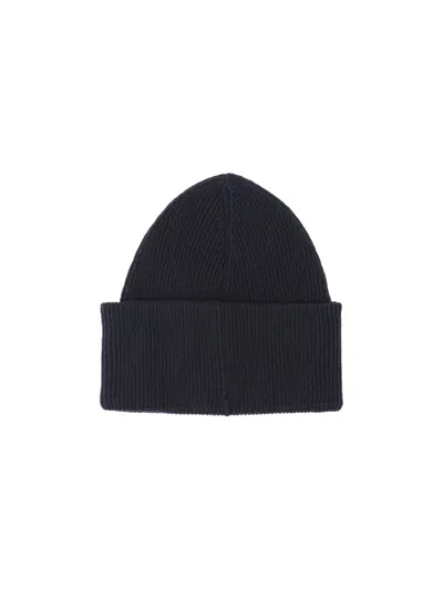 Mm6 Maison Margiela Mm6 By Maison Margiela Ribbed Knit Wool Beanie With Folded Cuff And Label In Black