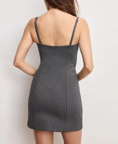 Good American Womens Soft Stretch Ponte Pinstripe Stretch-woven Mini Dress Suiting Pinstripe001 In Gray