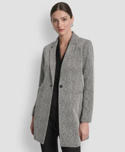 Dkny Women's Notch-lapel Single-button Long-sleeve Jacket, Regular & Petite In Gray