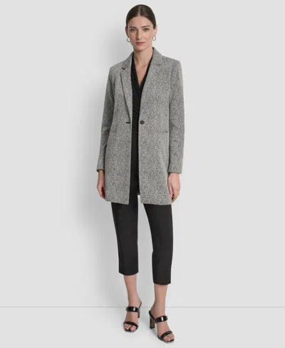 Dkny Women's Notch-lapel Single-button Long-sleeve Jacket, Regular & Petite In Gray