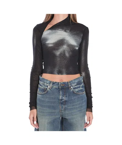 Jean Paul Gaultier Asymmetric Body Dust Top In Black