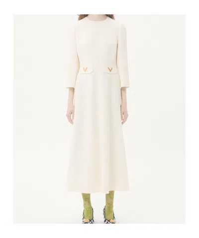 Valentino Vlogo Midi Dress In White