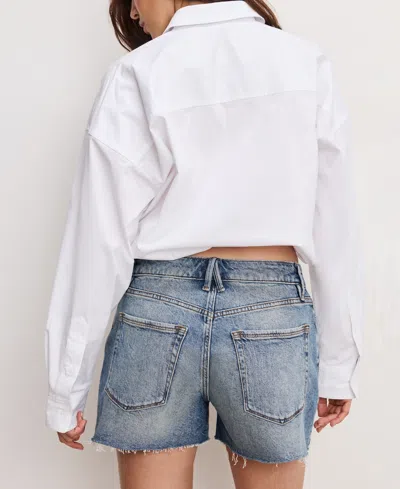 Good American Poplin Bubble Shirt In White In White