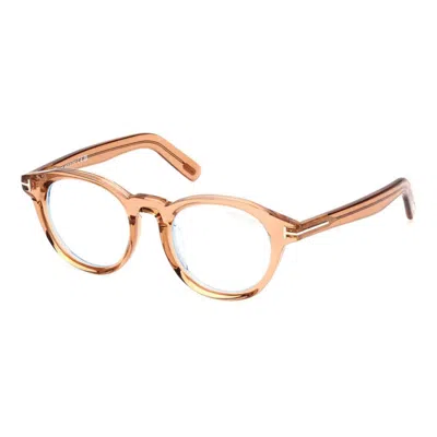 Tom Ford Unisex Opticals Shiny Light Brown 49mm Opticals In Multi