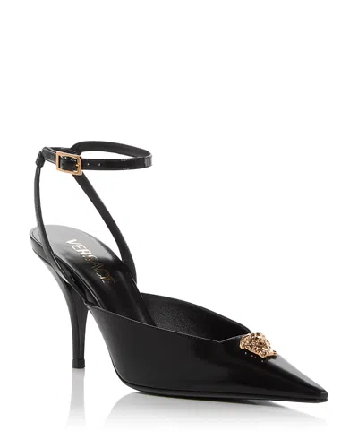 Versace Medusa Patent Calfskin Stiletto Pump In Black