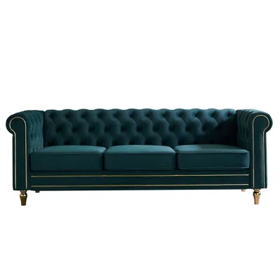 Streamdale Furniture Streamdale Chesterfield Velvet Sofa 84.65 Inch For Living Room Color