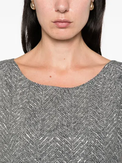 Ermanno Scervino Herringbone-pattern Sequin-embellishment Top In Gray