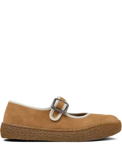 PEU TERRENO 扣环带绒面皮芭蕾平底鞋