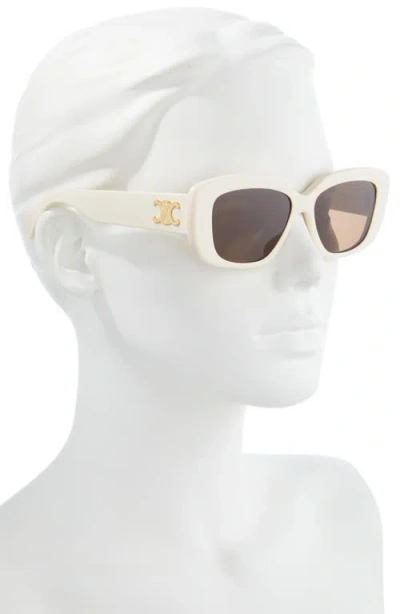 Celine Triomphe 55mm Rectangular Sunglasses In White
