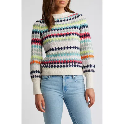 Nic + Zoe Pattern Waffle Stitch Sweater In Multi
