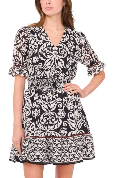 Halogen ® V-neck Short Sleeve Tiered Dress In Black