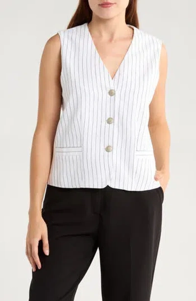 Rag & Bone Albany Stripe Cotton & Linen Vest In White
