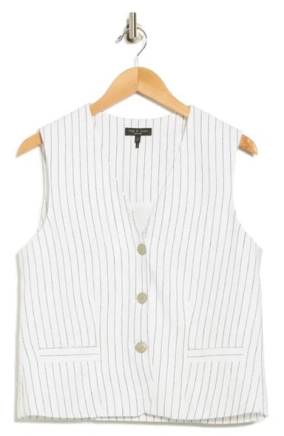 Rag & Bone Albany Stripe Cotton & Linen Vest In White