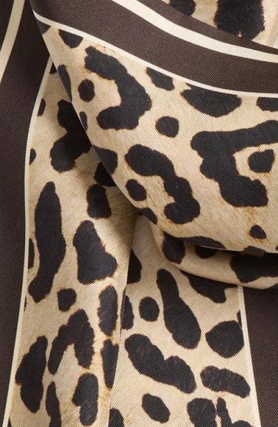 Valentino Garavani Leopard Print Twill Fringe Scarf In Gray