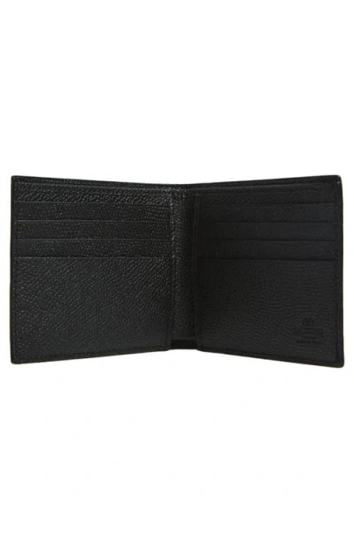 Valentino Vlogo Signature Billfold Black Leather Wallet In Black