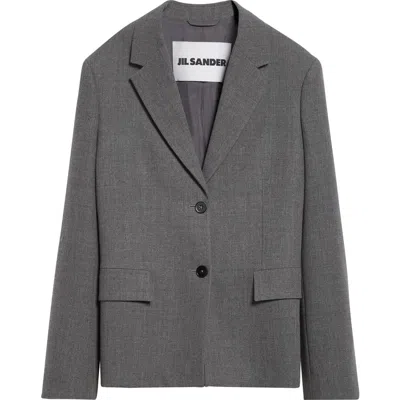 Jil Sander Short Tailored Wool Blazer In Gray