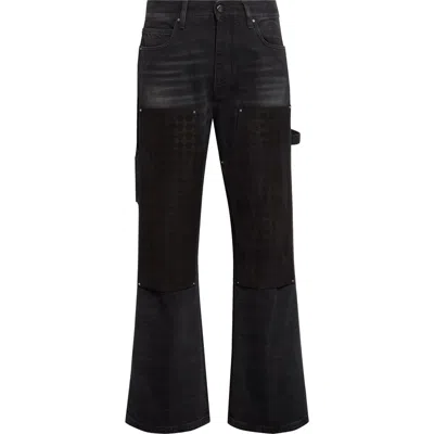 Amiri Ma Quad Suede Panel Carpenter Jeans In Black