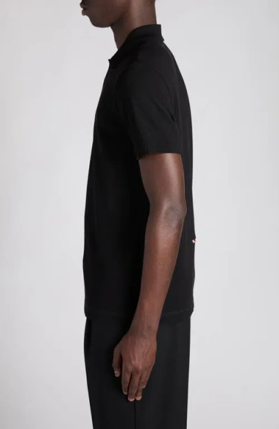 Moncler Polo Shirt With Short Sleeves And Collar In Black