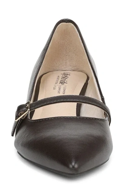 Lifestride Madelyn Womens Adjustable Patent Mary Jane Heels In Black