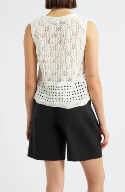 Bobeau Sleeveless Open Stitch Sweater Tank In Multi