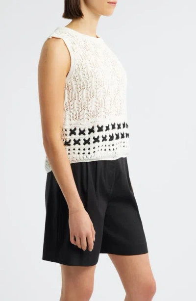 Bobeau Sleeveless Open Stitch Sweater Tank In Multi