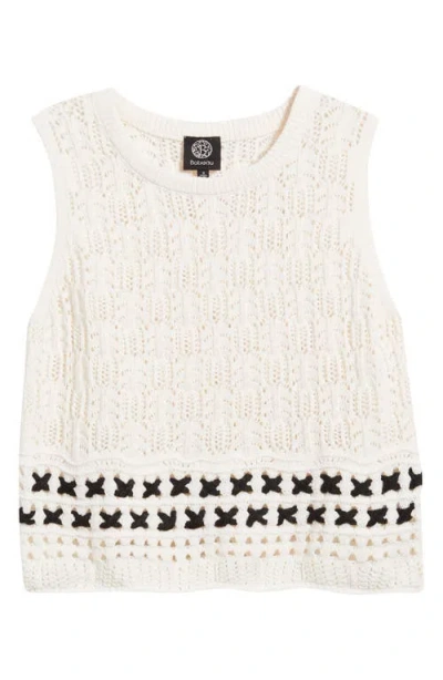 Bobeau Sleeveless Open Stitch Sweater Tank In Multi
