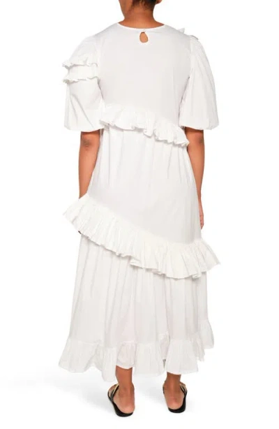 The Lulo Project Moon Dance Ruffle Maxi Dress In White