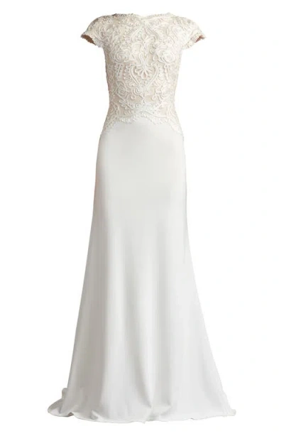 Tadashi Shoji Cim25398l A Line Long Formal Evening Dress In White