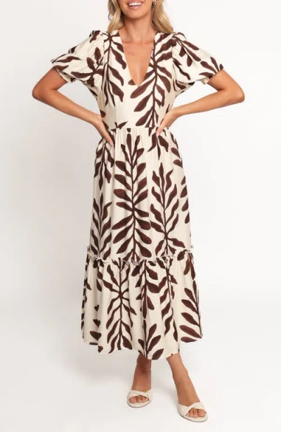 Petal And Pup Petal & Pup Steele Puff Sleeve Tiered Midi Dress In Multi