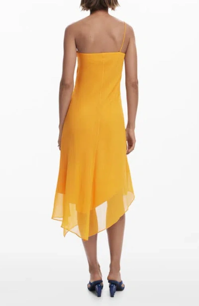 Desigual One-shoulder Asymmetric Dress In Yellow