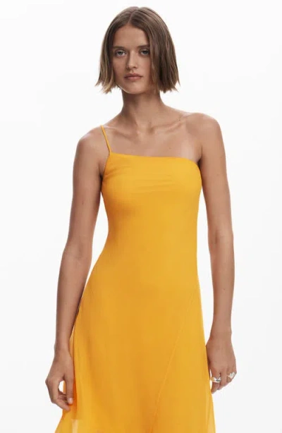 Desigual One-shoulder Asymmetric Dress In Yellow