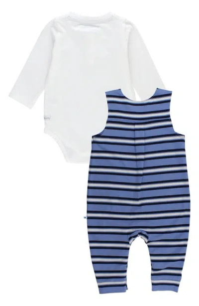 Ruggedbutts Stripe Romper & Henley Bodysuit Set In Blue