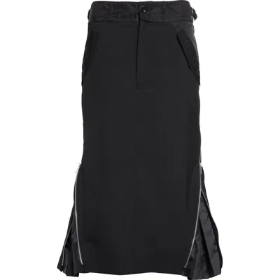 Sacai Suiting Mix Skirt In Black