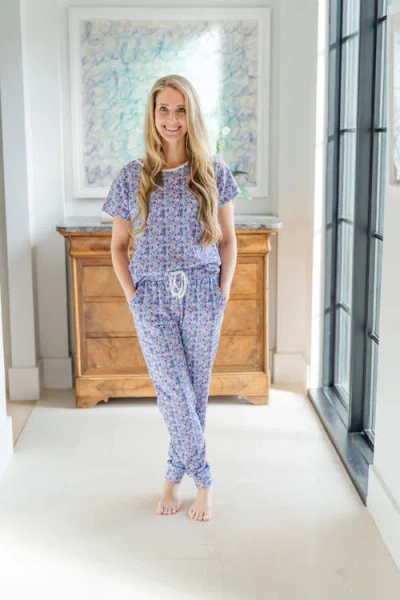 Lila And Hayes Pajama Jogger Set In Blue