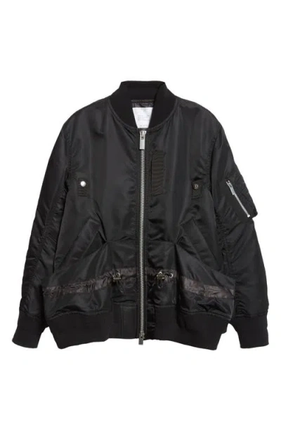 Sacai Women's Nylon Twill Blouson With Drawstring In Black