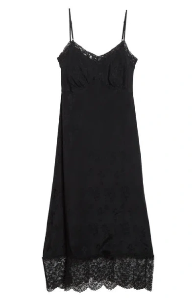 Simone Rocha Floral-jacquard Silk-satin Midi Slip Dress In Black