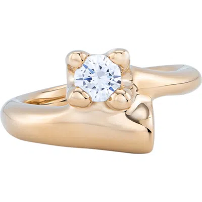 Unode50 18k Gold-plated Ring With White Cubic Zirconia In Gold