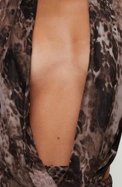 Princess Polly Tigress Mixe Print Plunge Halter Neck Mesh Minidress In Multi