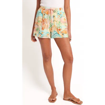 Petal And Pup Petal & Pup Caspian Island Print Pull-on Shorts In Green