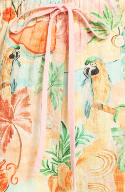 Petal And Pup Petal & Pup Caspian Island Print Pull-on Shorts In Green