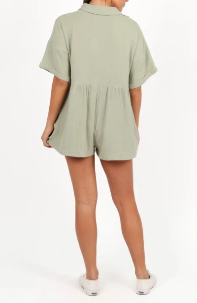 Petal And Pup Petal & Pup Winny Crinkle Cotton Romper In Green
