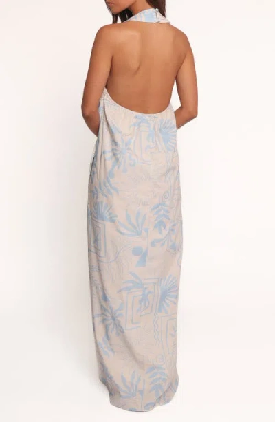 Petal And Pup Petal & Pup Naida Mixed Print Cotton Halter Maxi Dress In White